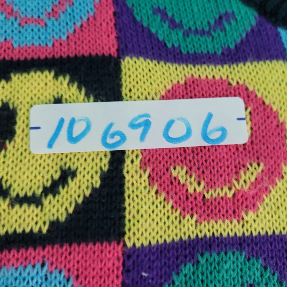 WESC Leon Pop Smiley Face Sweater Men's Large Knitted Paris Nights Multicolor - Picture 11 of 11